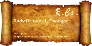 Radvánszki Csongor névjegykártya